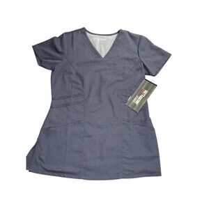 Grey’s Anatomy Modern Classic Fit V-Neck Scrub Top Granite Small 3 Pockets 41452